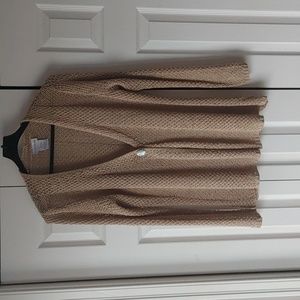 Soft Surroundings One Button Stretchy Knit Crochet Sweater Cardigan L